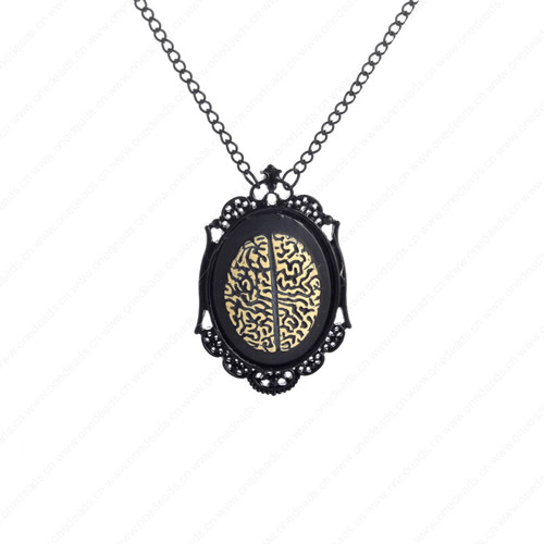 wholesale Retro steampunk Cerebrum pendant link chain necklace costume jewelry punk friendship gifts 6x38mm Sold by Strand