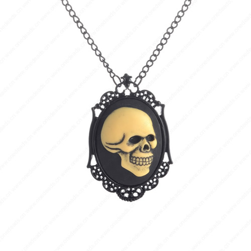 wholesale Retro steampunk Skeleton pendant link chain necklace costume jewelry punk friendship gifts 6x38mm Sold by Strand