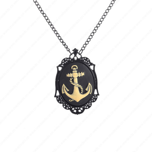 wholesale Retro steampunk Anchor pendant link chain necklace costume jewelry punk friendship gifts 6x38mm Sold by Strand