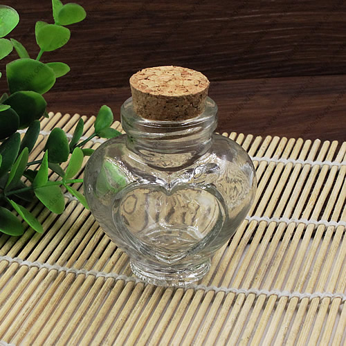 Small Tiny Clear Empty Wishing Drift Glass mini cute Bottle Message Vial With Cork Stopper 43x61x64mm Height 64mm Sold by PC