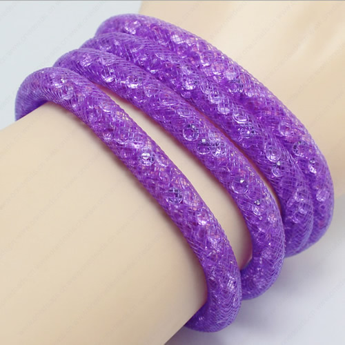 2016 New Mesh Tube Four Strands Bracelet Plastic Net Thread Cord Bracelet with Glass Crystal Beads For Women Sold by Strand