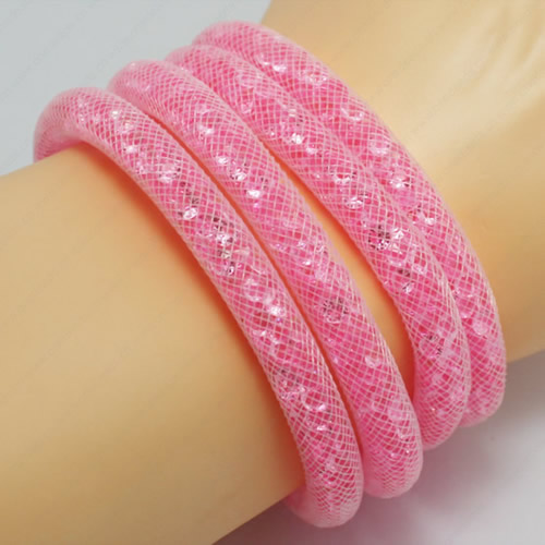 2016 New Mesh Tube Four Strands Bracelet Plastic Net Thread Cord Bracelet with Glass Crystal Beads For Women Sold by Strand