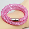 2016 New Various colors for choice Double wrap tube mesh bracelet with Glass Crystal Beads and Magnetic Clasps Length 39-41cm Sold by Strand
