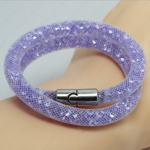 2016 New Various colors for choice Double wrap tube mesh bracelet with Glass Crystal Beads and Magnetic Clasps Length 39-41cm Sold by Strand