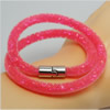 2016 New Various colors for choice Double wrap tube mesh bracelet with Glass Crystal Beads and Magnetic Clasps Length 39-41cm Sold by Strand
