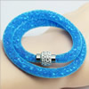 2016 Mesh Tube Bracelet Double Wrap Plastic Net Cord Bracelet with Glass Crystal Beads and Brass Rhinestone Magnetic Length 39-41cm Sold by Strand
