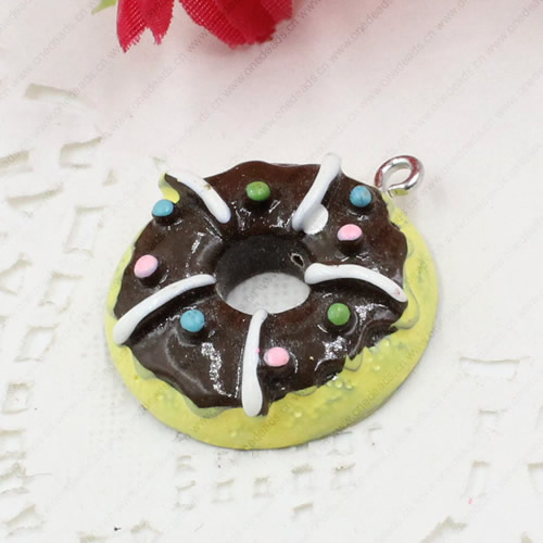 Fashion Resin Cake Pendants & Charms For Children DIY Jewelry Necklace & Bracelet Accessory 24mm ,Sold by PC