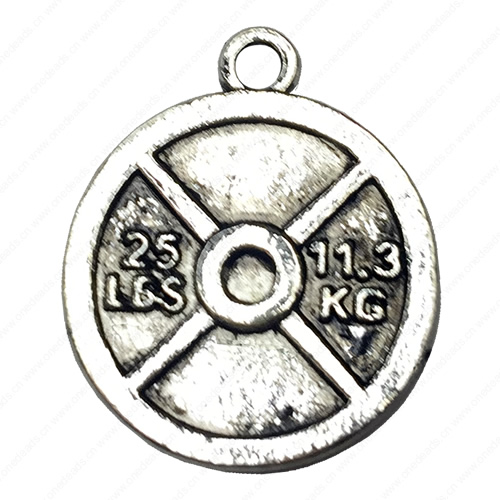 Pendant. Fashion Zinc Alloy jewelry findings.Flat Round 18x22mm. Sold by Bag