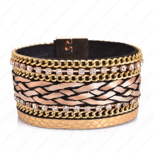 New Fashion Bohemia vintage style jewelry bracelet handmade crystal beads leather wrap charm bracelets & bangles Gifts Sold by PC