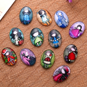 Fashion Mixed Style Oval Glass Cabochon Dome Cameo Jewelry Finding 13x18mm Sold by PC
