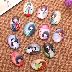 Fashion Mixed Style Oval Glass Cabochon Dome Cameo Jewelry Finding 13x18mm Sold by PC