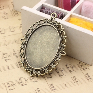 Fit 30x40mm both side can be put cabochons Vintage Zinc Alloy Oval Blank Setting Bezel Base Cabochon Round Base Sold by PC