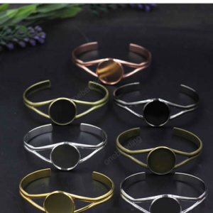 Fit 25mm Copper Bracelet Base Bangle Blank Round Vintage Pattern For DIY Bangle Bracelets Tray Sold by PC